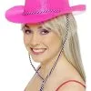 Glitter Cowboy Hoed Neon Pink