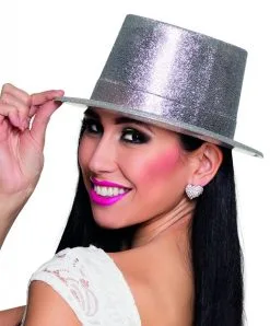 Hoge Hoed Glitter Zilver