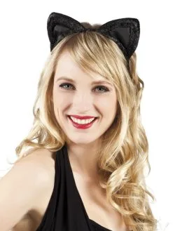 Kattenoren Velvet Zwart